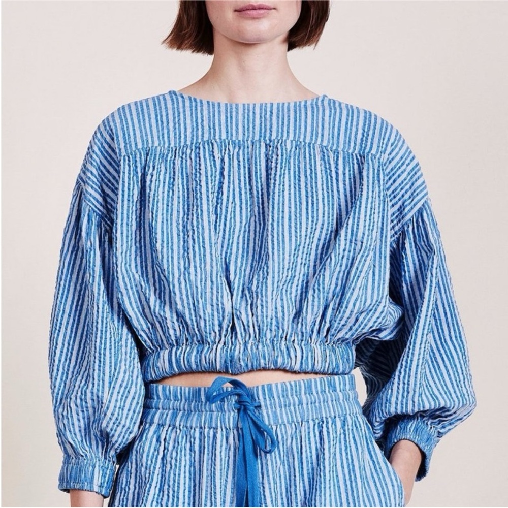 Apiece Apart Teresa Blue Striped Top in Seers EUC